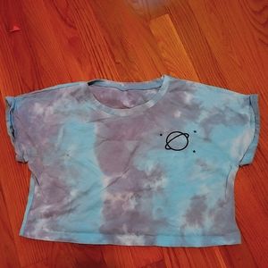 Cropped tie dye outer space top